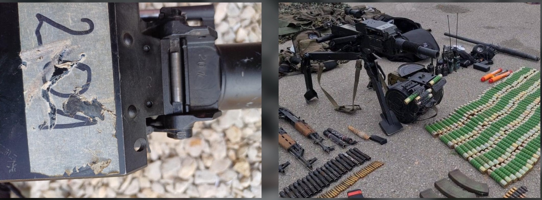 Zaplenjeni automatski bacač granata M93. Oznaka 201 na oružju poklapa se sa fabričkim brojem 201 u listi pakovanja koje je objavila kosovska policija